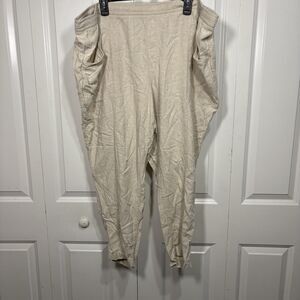 Old Navy Linen Crop Pants Womens XXL Beige Relaxed Fit Coastal Resortcore Boho